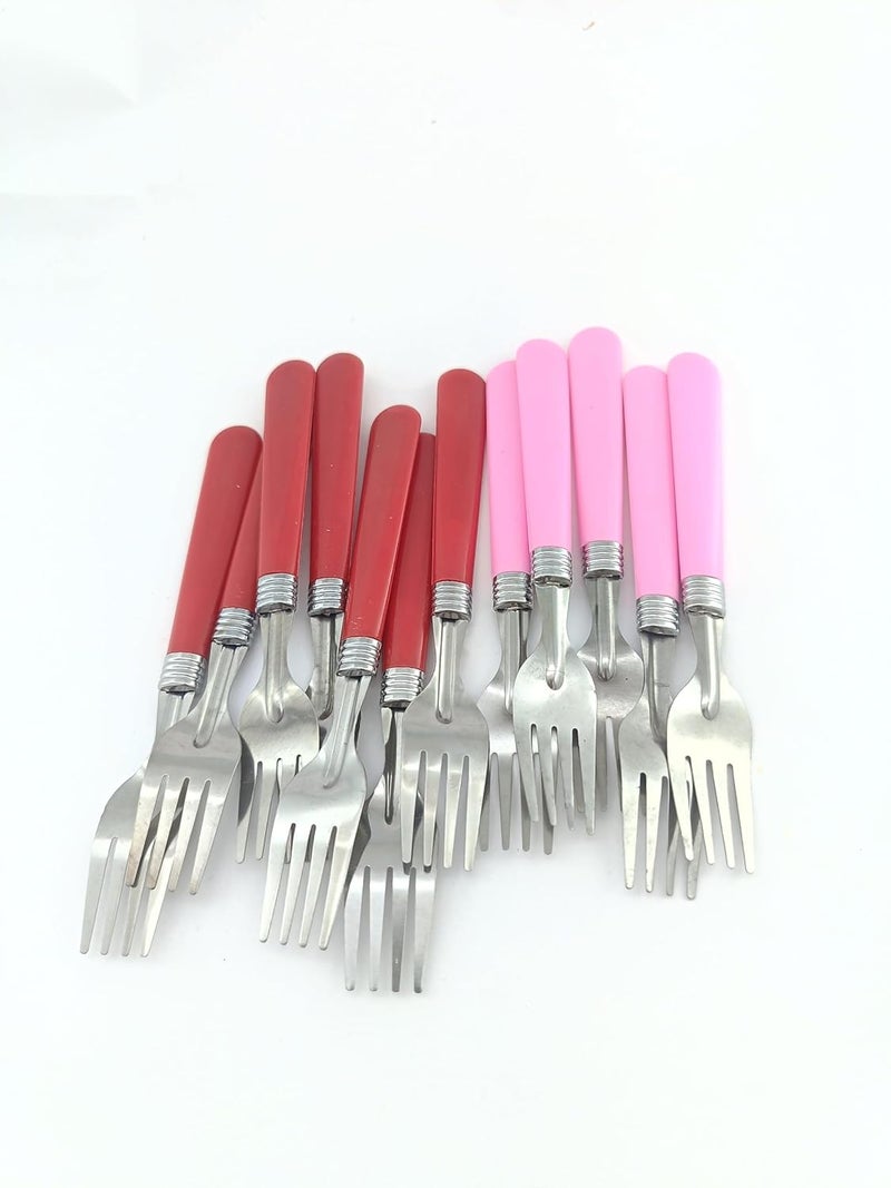 advancedestore Fork Set12Pcs Stainless Steel with Plastic Handle Spoon12Pcs for Dinning Table Spoon and Restaurant Kitchen use Set of 24PcsMulti Colour - Image 2