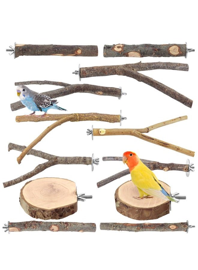 CZWESTC 12PCS Natural Wood Bird Perches for Cage, Parrot Perch Stand & Platform, Bird Cage Accessories - Multi-Size Perches for Parakeets, Cockatiels, Conures, Lovebirds - Image 1