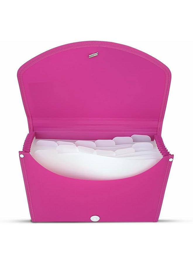 Maxi - Expansion File 13 Grids With String Pink 13 Pockets Expanding Folders Store Your Documents And Are Easy To Carry - Image 1