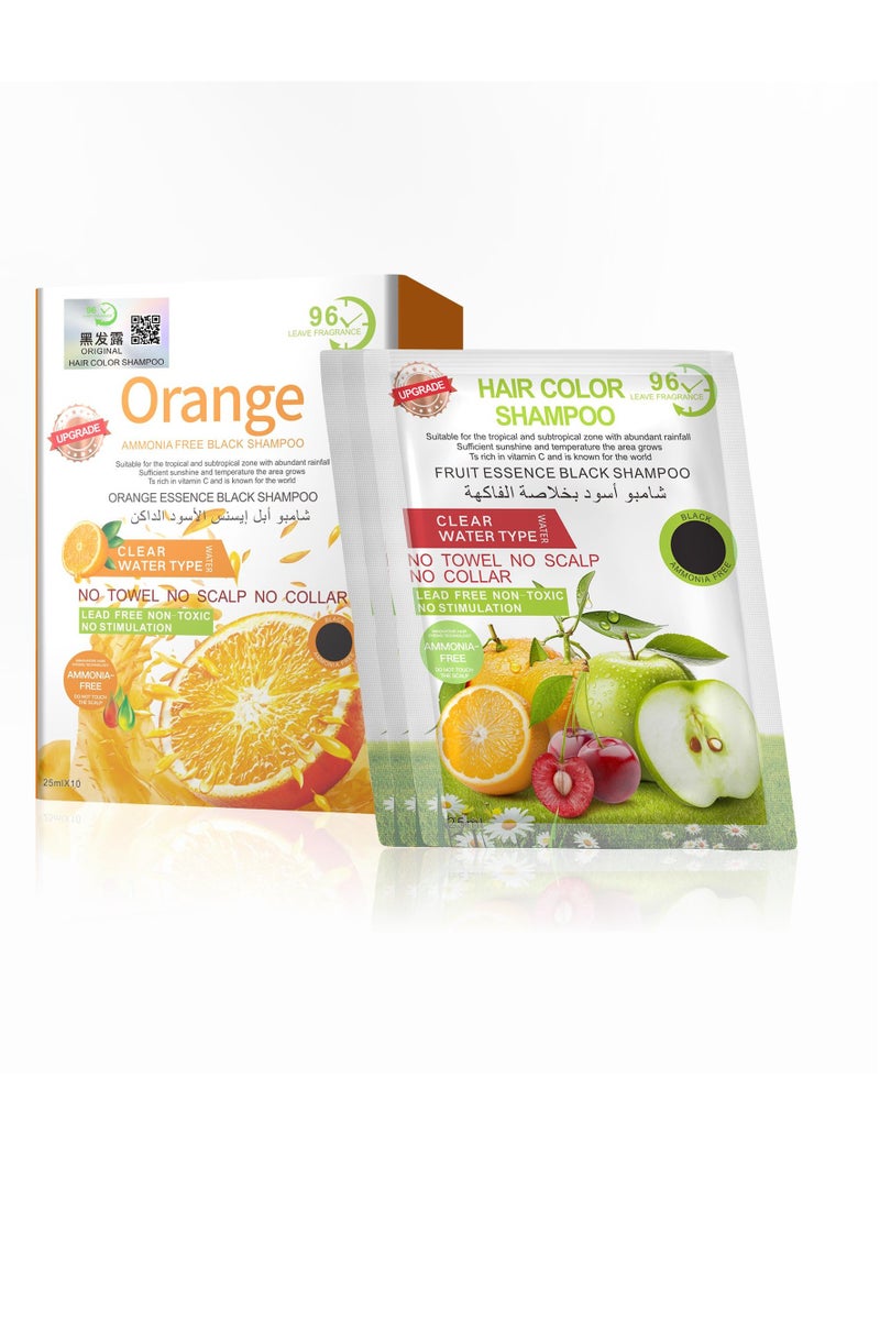 96 Orange Ammonia-free Dye Shampoo Black Color Sachet pack of 25ml x 10 (250ml)