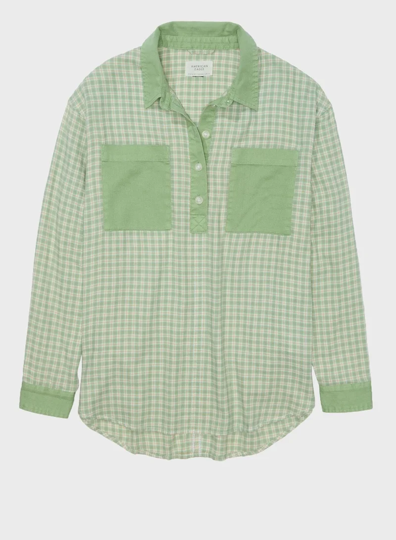 امريكان ايجل Checked  Button Down Shirt