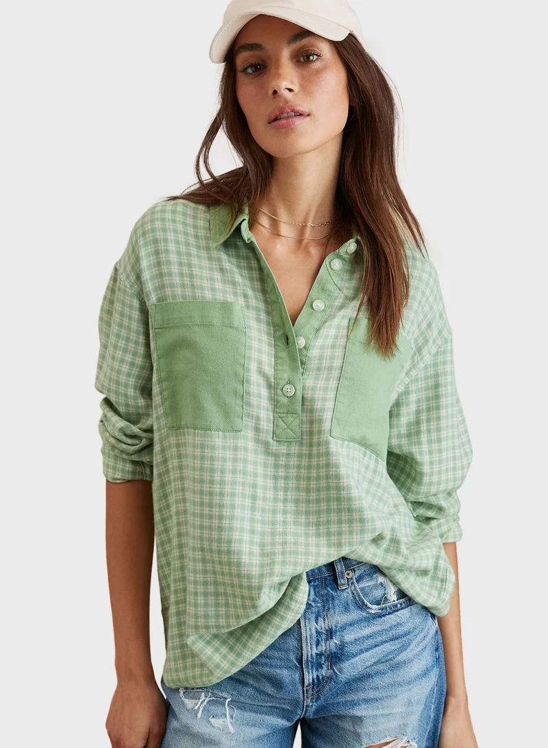 امريكان ايجل Checked  Button Down Shirt