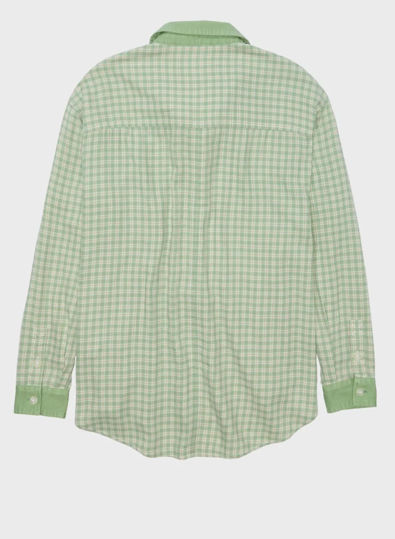 امريكان ايجل Checked  Button Down Shirt