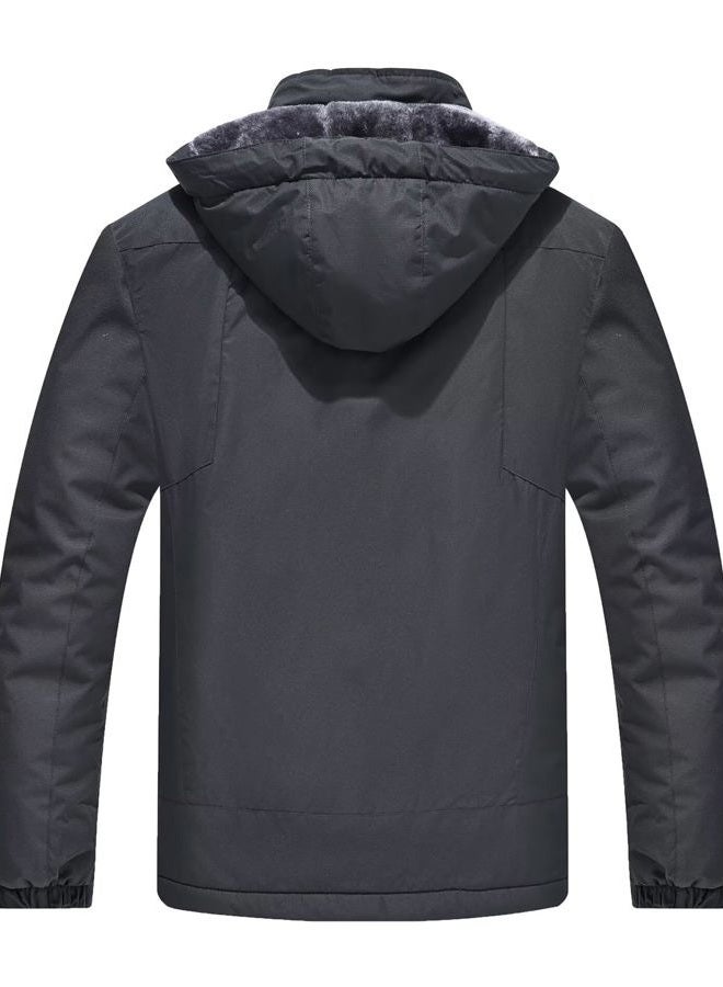 Zoofly Men's Mountain Ski Jacket Waterproof Fleece Liner Snow Coat Warm Winter Windproof Hooded Raincoat, Dark Grey, 3XL - Image 2
