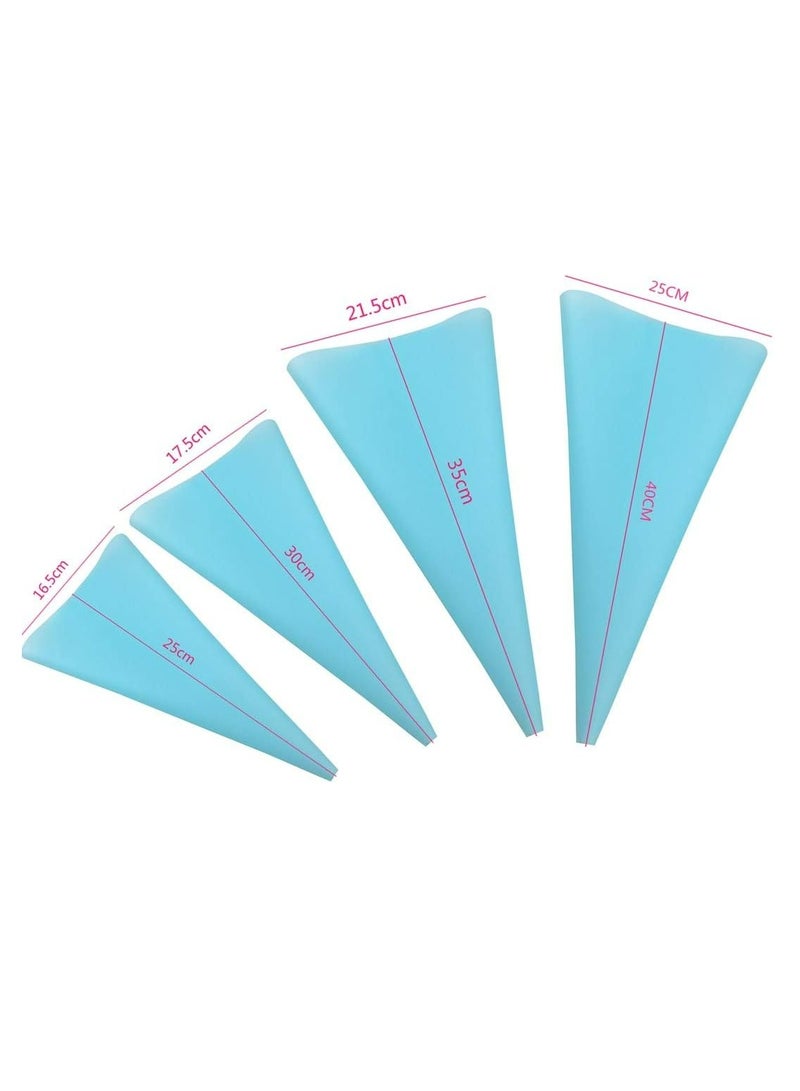 Loquat 4 Sizes Reusable Piping Bags Icing Pastry Bag Set，Cake Decoration Bags for Kitchen Baking(Blue) - Image 4