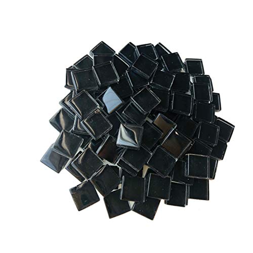 FAIRUO Mosaic Tiles Squares Black Crystal Mosaic Glass Tile for Crafts Bulk DIY Picture Frames Handmade Jewelry Coasters Art Material Decoration,1x1cm,100 Pieces - Image 1