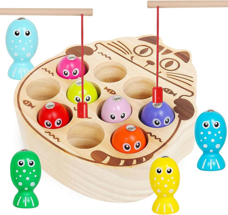 EDUTREE Montessori Magnetic Wooden Fishing Game for Toddlers Age 18M+, Educational Toy to Develop Fine Motor Skills & Hand-Eye Coordination, Ideal Gift for Early Learning - Image 1