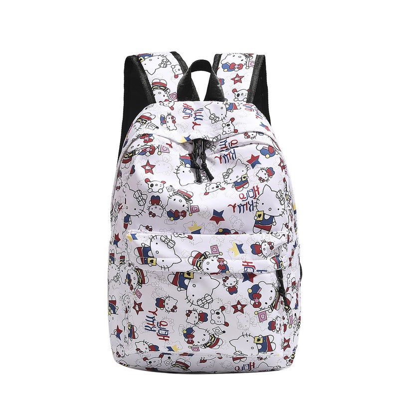 Cute KT Print Campus Backpack, Lightweight Large Capacity Double-Strap Bag - Image 2