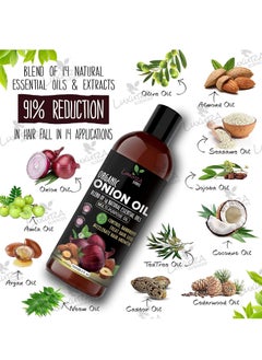 Luxura Sciences Organic Onion Oil | Controls Hair Loss, Dandruff, & Helps with Growth | Infused with 14 Essential Oils for Strong Roots | Sulfate-Free Hair Care | 8.45 Fl Oz/250ml  - Image 3
