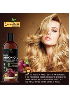 Luxura Sciences Organic Onion Oil | Controls Hair Loss, Dandruff, & Helps with Growth | Infused with 14 Essential Oils for Strong Roots | Sulfate-Free Hair Care | 8.45 Fl Oz/250ml  - Image 5