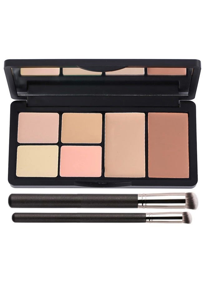 BliBling Concealer Contour Palette, 6 In 1 Color Correcting Concealer Contour Makeup Palette, Contouring Foundation Highlighting Makeup Kit for Dark Circles, Blemish With 2 Packs Brush (2#) - Image 1