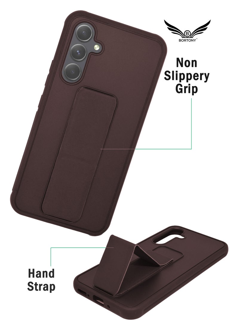 BORTONY Samsung A54 5G Case with Magnetic Car Mount Kickstand Holder Premium Silicone Vertical and Horizontal Hand Strap Grip Cover for Samsung Galaxy A54 5G - Image 4