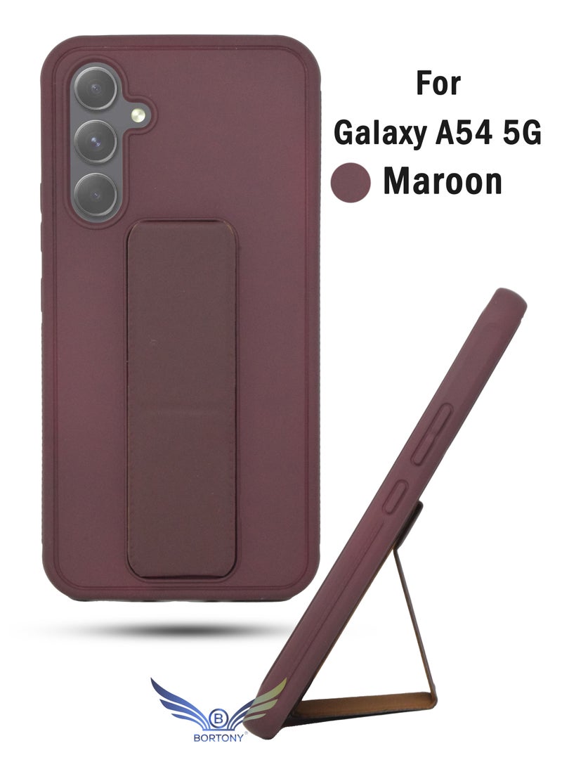 BORTONY Samsung A54 5G Case with Magnetic Car Mount Kickstand Holder Premium Silicone Vertical and Horizontal Hand Strap Grip Cover for Samsung Galaxy A54 5G - Image 1