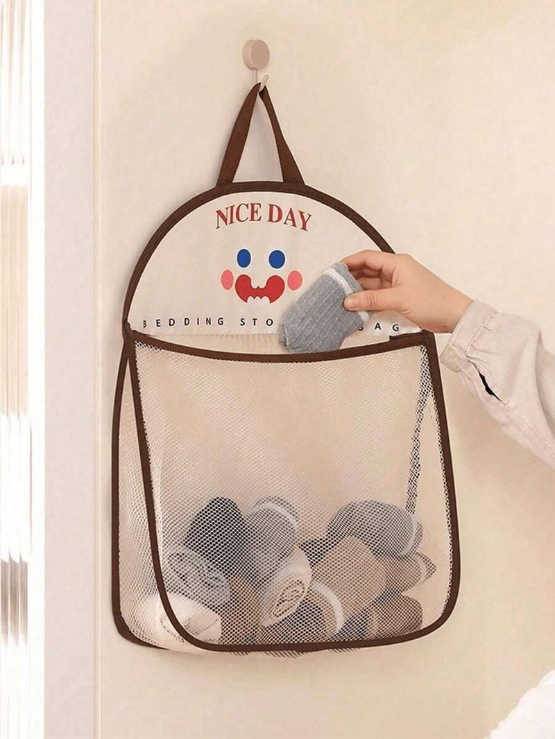 Shein 4 Hanging Mesh Storage Bags, Polyester Organizer Bags - Washable & Breathable, Wall-Mounted Underwear & Socks Sorter, Laundry Bags, Bathroom Storage Bags, Home/Kitchen/Room Organizer Bags, Closet Storage Bags - Essential for Dorm Life - Black (2  Pieces) - Image 1