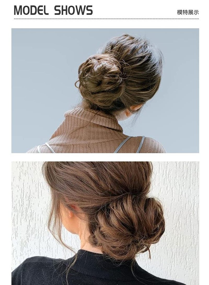 إستيل كعكة شعر فوضوية مع شريط مطاطي مرن وصلات شعر على شكل ذيل حصان أوبدو شينيون دونات على شكل ذيل حصان، شعر صناعي أشعث للنساء (اللون رقم BLUE2) - Image 4