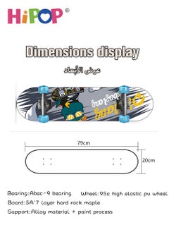 HIPOP Graffiti Skateboards for Beginners and Adults,Complete Non-Slip Skateboard 79*20cm with Flash Wheel,ABEC-9 Bearing and Double Kick Concave Standard,Tricks Skateboards for Kids and Beginners Sports Out  - Image 3
