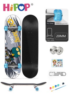 HIPOP Graffiti Skateboards for Beginners and Adults,Complete Non-Slip Skateboard 79*20cm with Flash Wheel,ABEC-9 Bearing and Double Kick Concave Standard,Tricks Skateboards for Kids and Beginners Sports Out  - Image 1