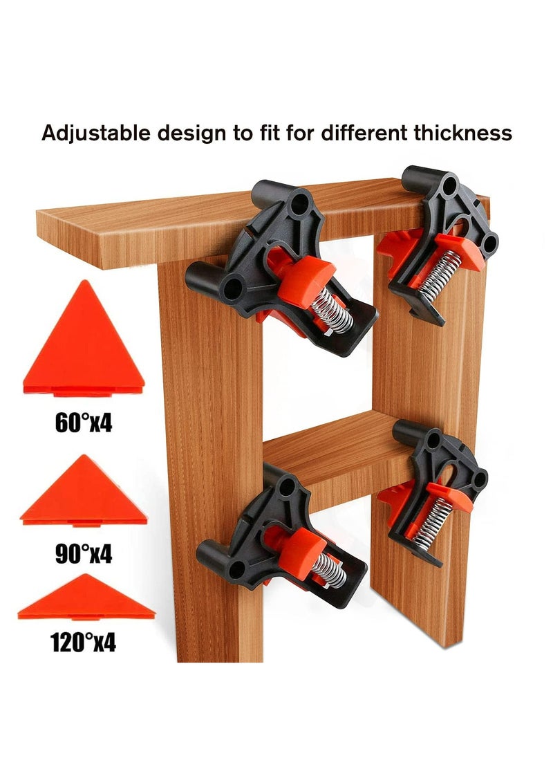 CMGTYYD - Corner Clamps Set for Woodworking, 60/90/120 Degree Non Slip Fixed, 4PCS Adjustable Single Handle Spring Loaded Right Angle Clip for Frame Welding/Wood Working/Making Cabinet or Punch DIY - Image 1