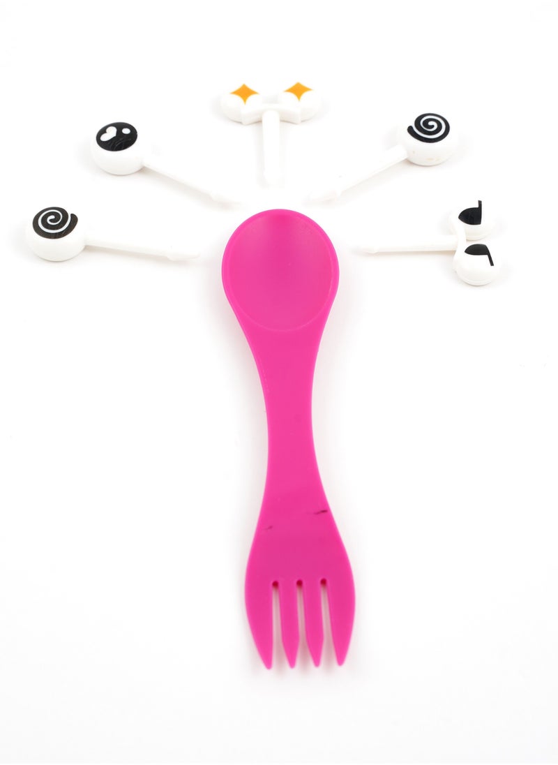 TINY WHEEL Tiny Wheel Sporks With 5 Picks - Fuchsia 
