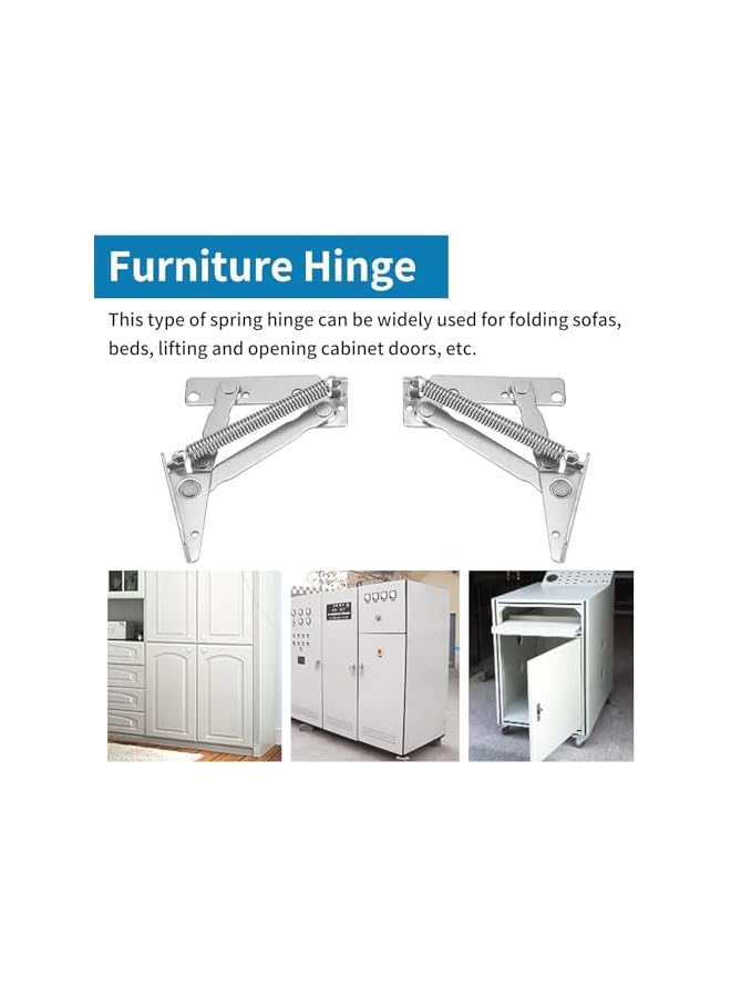 S-TOP Pair of Lift Up Hinges - 80° Folding Spring Hinges with 12 Screws Included, 4kg Load Capacity, Durable Cabinet & Wardrobe Flap Lifting Hardware for Furniture, Sofa Bed - Image 3