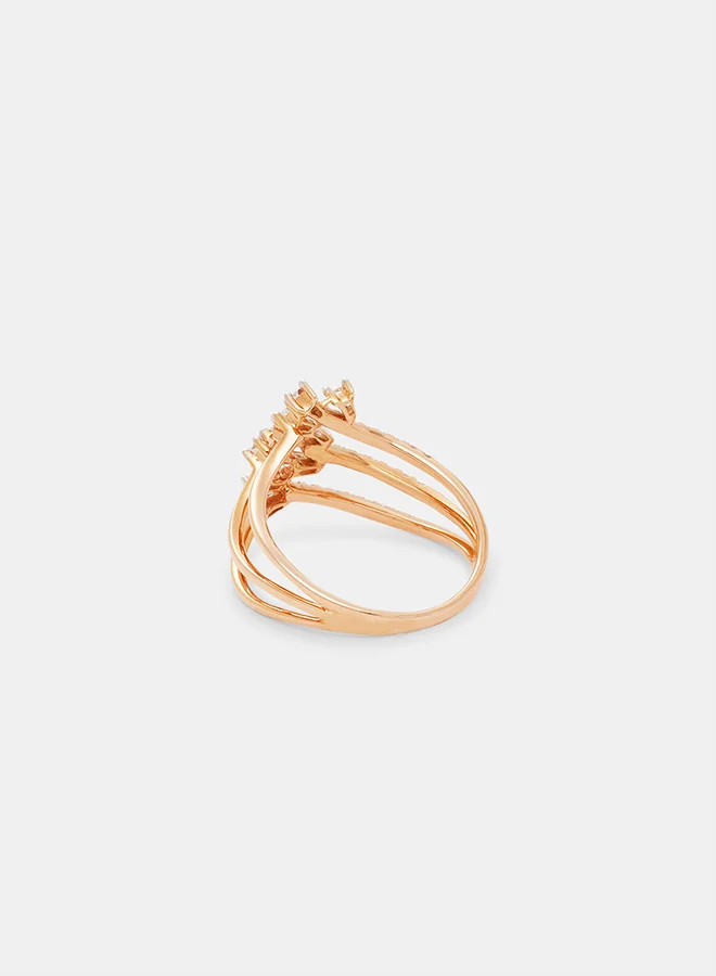 Annaka 18Kt Rose Gold Ring Studded with Natural Diamonds