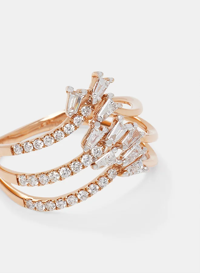 Annaka 18Kt Rose Gold Ring Studded with Natural Diamonds