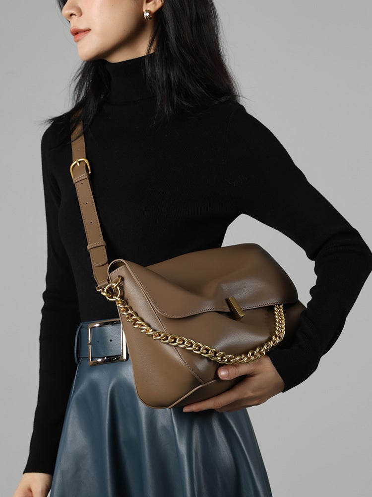 Genuine Leather Women'S Bag Large Capacity Tote Bag Niche Design Chain Bag All-Match Commuter Shoulder Crossbody Bag - Image 5