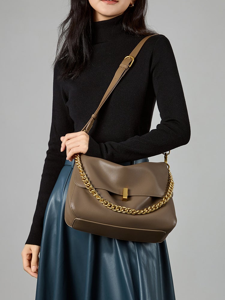 Genuine Leather Women'S Bag Large Capacity Tote Bag Niche Design Chain Bag All-Match Commuter Shoulder Crossbody Bag - Image 4