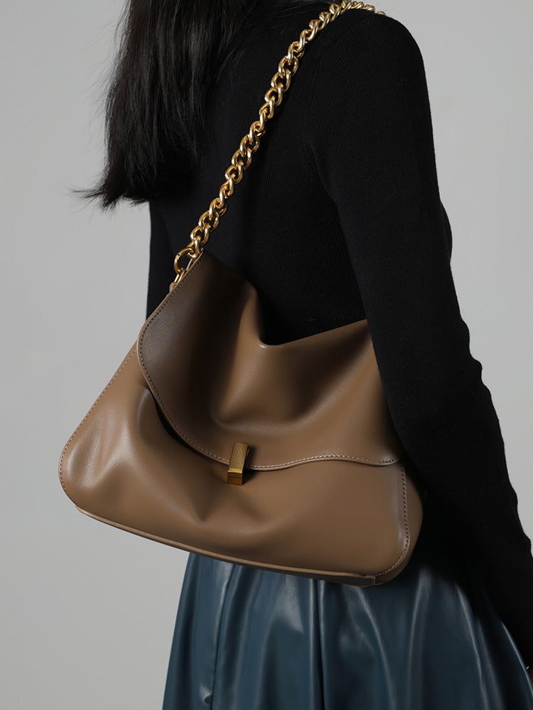 Genuine Leather Women'S Bag Large Capacity Tote Bag Niche Design Chain Bag All-Match Commuter Shoulder Crossbody Bag - Image 2