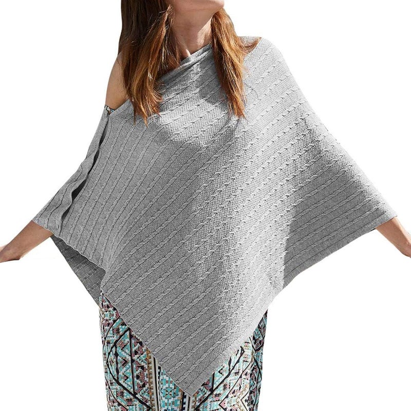 Puli Women's Versatile Knitted Shawls Scarf Poncho Sweater with Buttons Lightweight Spring Summer Fall Wraps - Image 1