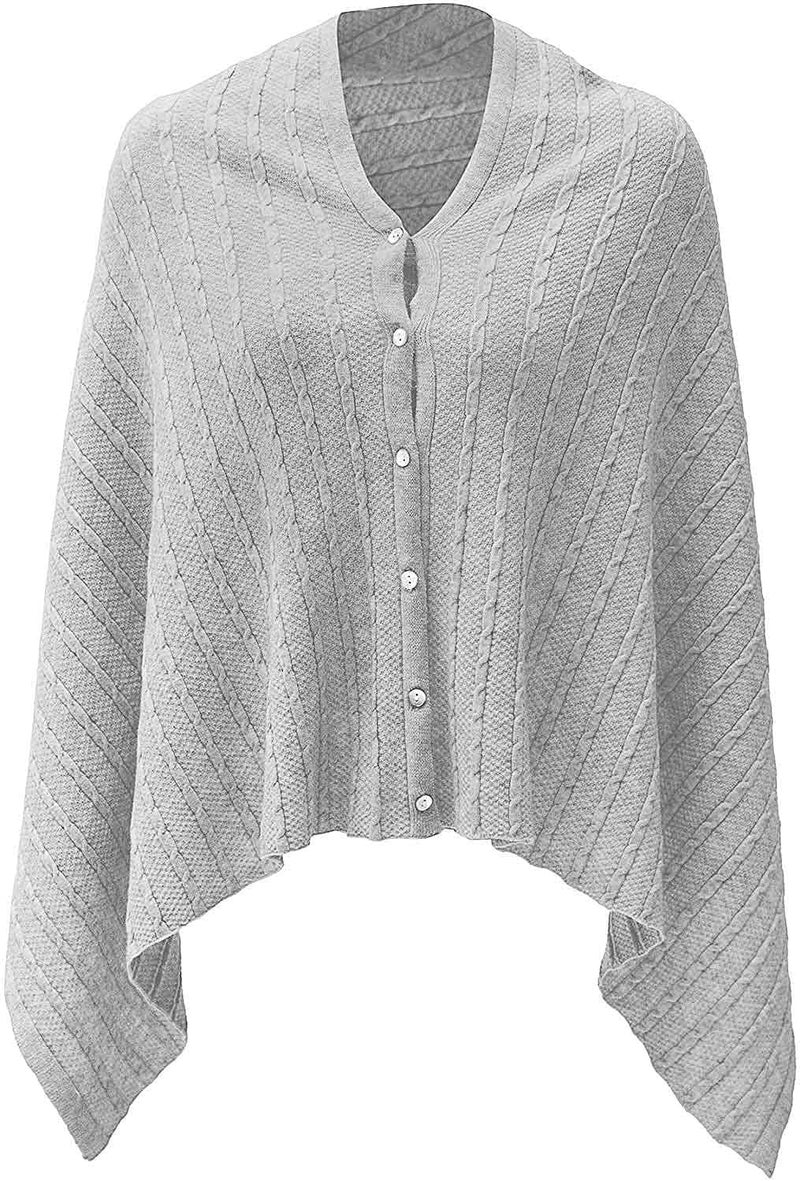Puli Women's Versatile Knitted Shawls Scarf Poncho Sweater with Buttons Lightweight Spring Summer Fall Wraps - Image 2