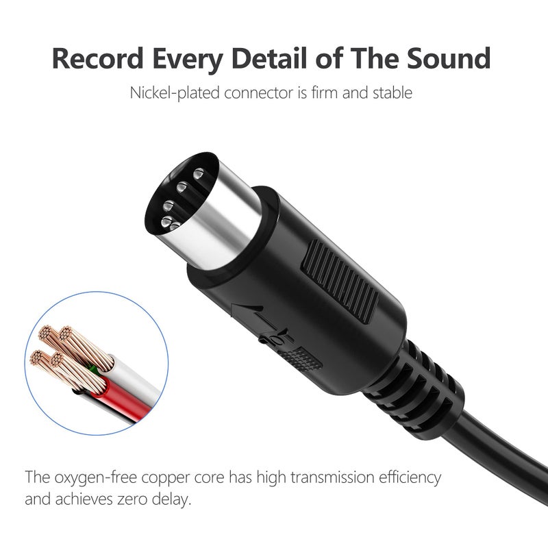 Mellbree MIDI Cable, 2-Pack 3-Feet Male to Male 5-Pin MIDI Cable Compatible with MIDI Keyboard, Keyboard Synth, Rack Synth, Sampler, External Sound Card, Sound Source and Other Music Gear - Image 4