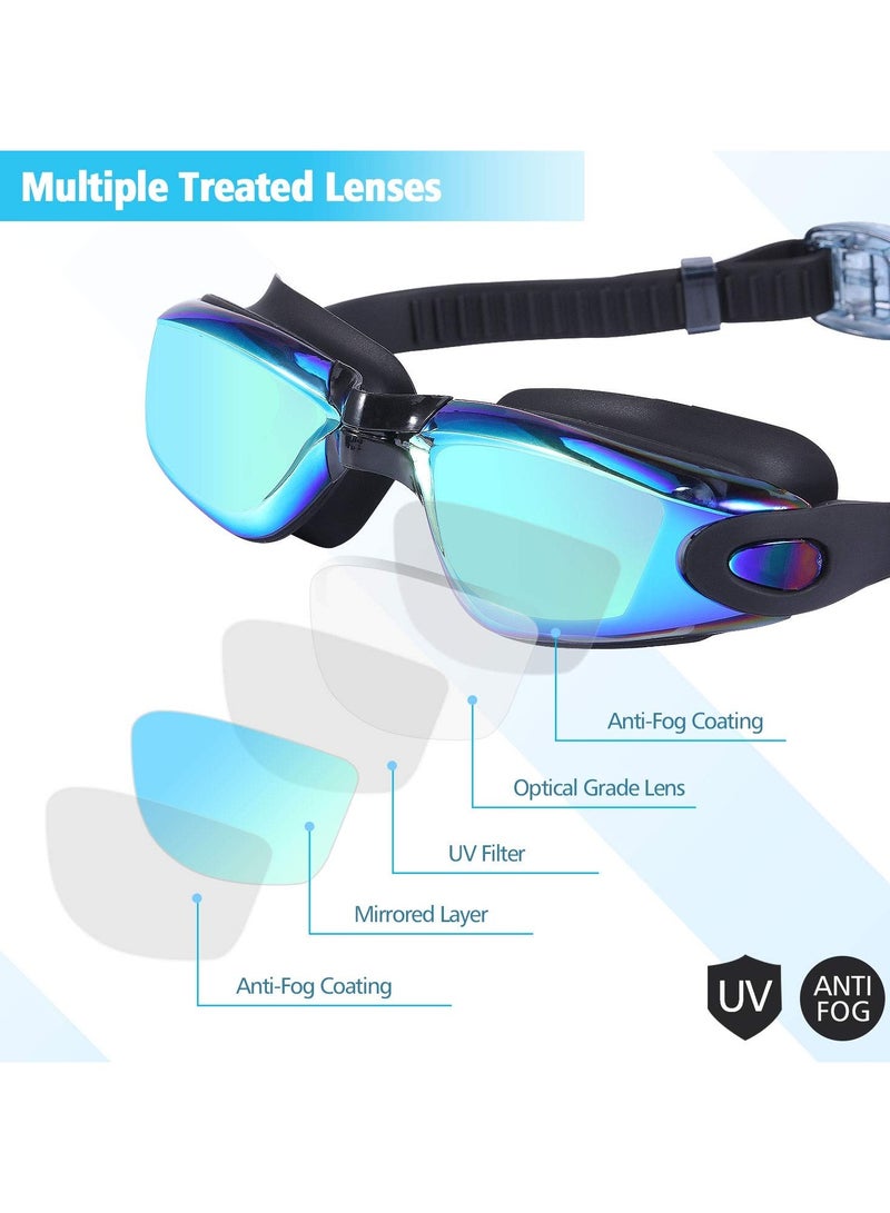 Rokigo Swim Goggles for Men Women Teens, Anti-Fog UV-Protection Leak-Proof(Black- Tinted & Mirrored Lenses) - Image 5