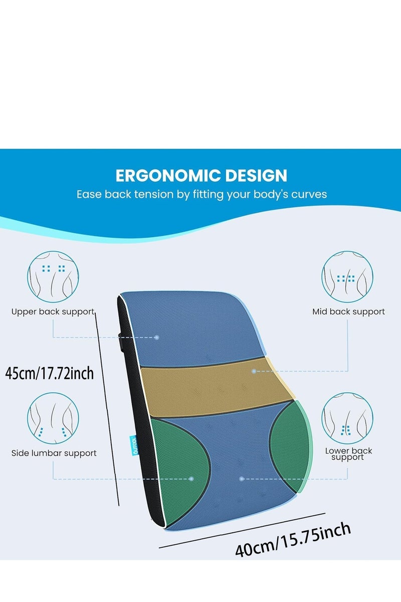 فلوشرينيك وسادة دعم أسفل الظهر، دعامة ظهر مريحة مع غطاء شبكي ثلاثي الأبعاد قابل للتنفس، مناسبة لكراسي المكتب وكراسي الألعاب والسيارات والاستخدام المنزلي (أسود) - Image 2