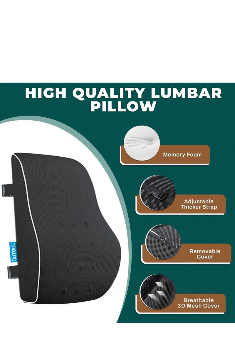 فلوشرينيك وسادة دعم أسفل الظهر، دعامة ظهر مريحة مع غطاء شبكي ثلاثي الأبعاد قابل للتنفس، مناسبة لكراسي المكتب وكراسي الألعاب والسيارات والاستخدام المنزلي (أسود) - Image 5