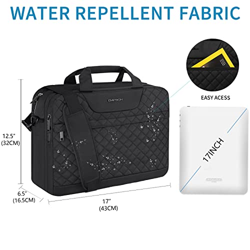 EMPSIGN 17.3 Inch Laptop Bag, Large Capacity Expandable Travel Briefcase for Women & Men Business Office, Water-Repellent Laptop Case Computer Bag with RFID Pockets, Black - Image 2