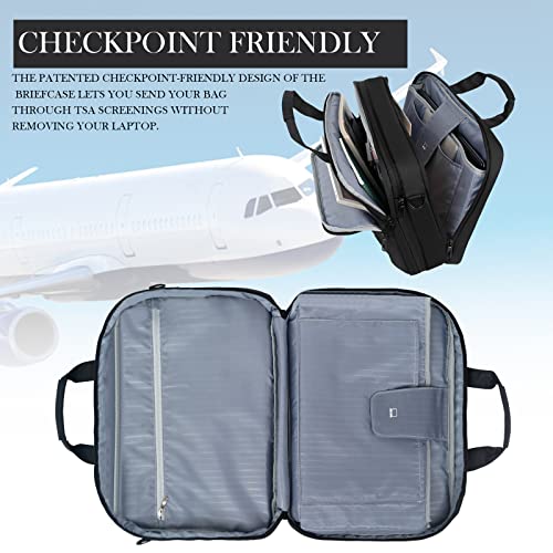 EMPSIGN 17.3 Inch Laptop Bag, Large Capacity Expandable Travel Briefcase for Women & Men Business Office, Water-Repellent Laptop Case Computer Bag with RFID Pockets, Black - Image 3