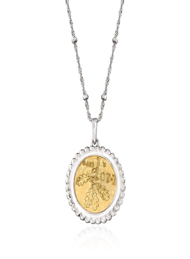 Ross-Simons Italian Genuine 20-Lira Coin Pendant Necklace in Sterling Silver. 18 inches - Image 3
