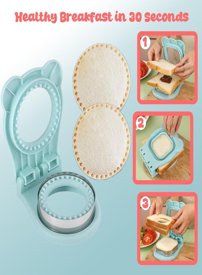 RHVQ Sandwich Cutter and Sealer, Crustless Round Shaped Cutters for Kids Lunch, Sandwich Maker Peanut Butter and Jelly Crustless Bread for Kids Children Boys Girls (Blue) - Image 3