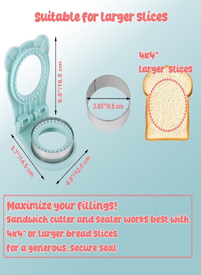 RHVQ Sandwich Cutter and Sealer, Crustless Round Shaped Cutters for Kids Lunch, Sandwich Maker Peanut Butter and Jelly Crustless Bread for Kids Children Boys Girls (Blue) - Image 2