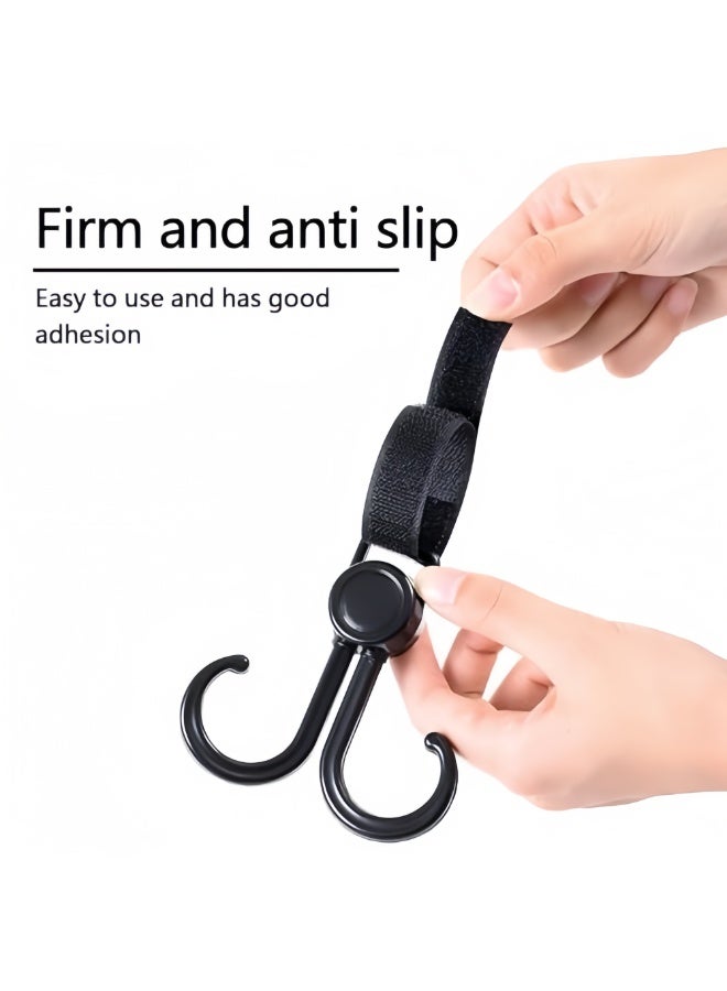 Mr. Penda 4 Pack Baby Stroller Hooks for Hanging Diaper Bags, Mommy Bag and Convenient Stroller Accessories, Organizer Hooks, Clips for Strollers Pushchair Buggy (Black) - Image 3