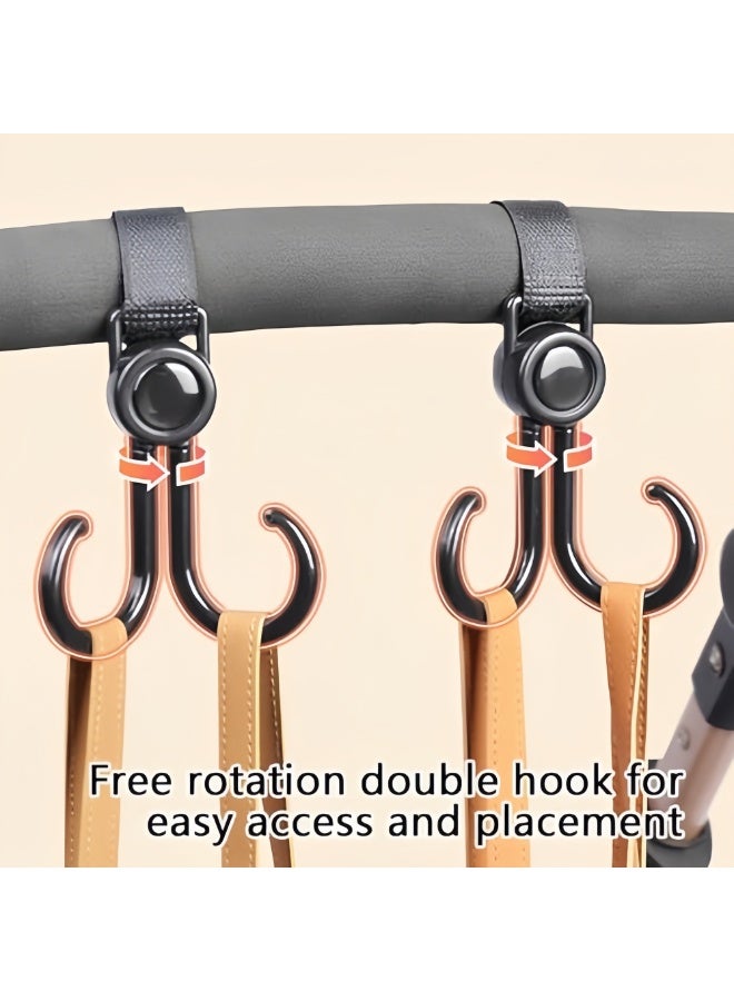 Mr. Penda 4 Pack Baby Stroller Hooks for Hanging Diaper Bags, Mommy Bag and Convenient Stroller Accessories, Organizer Hooks, Clips for Strollers Pushchair Buggy (Black) - Image 5