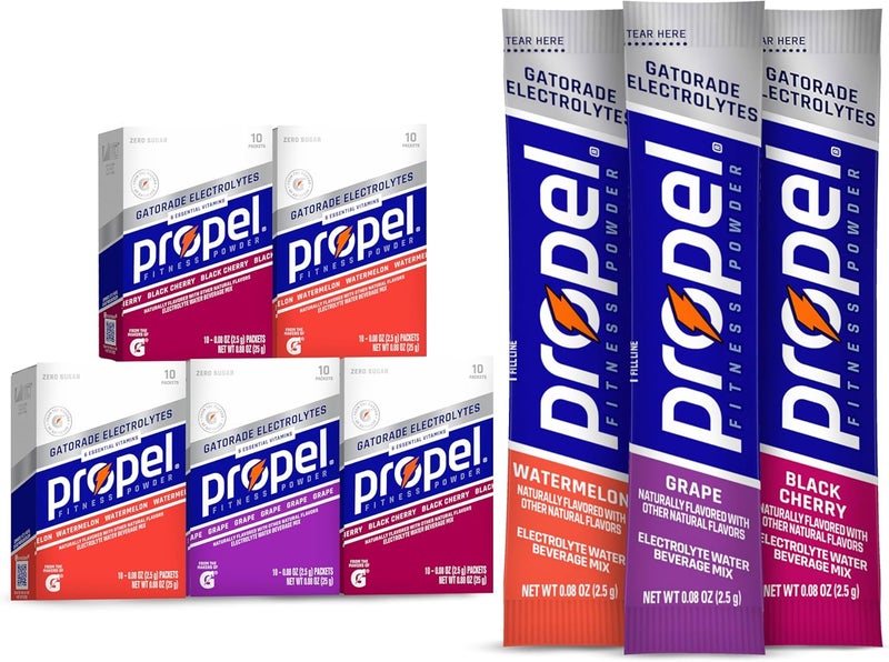 Propel Powder Packets Variety Pack - Electrolytes and Vitamins, Zero Sugar, 50 Count - Image 1