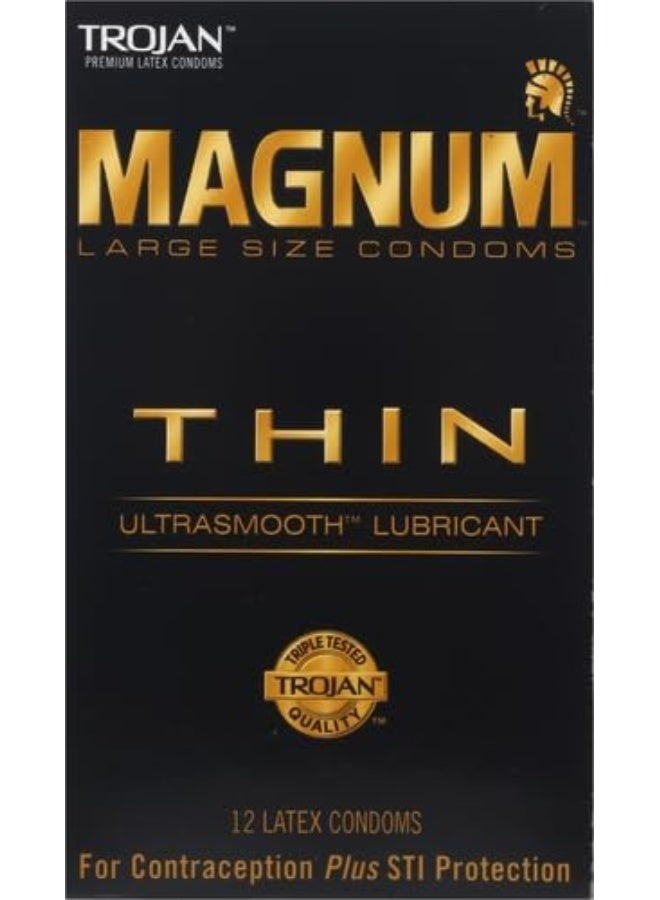Trojan Condom Magnum Thin Lubricated, 12 Count - Image 2