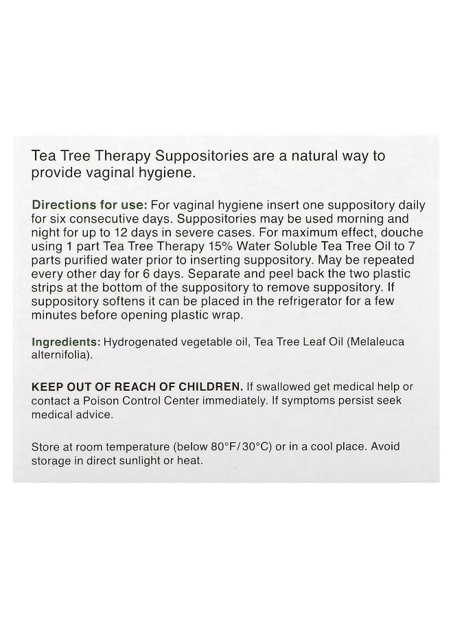 Tea Tree Therapy علاج شجرة الشاي، تحاميل بزيت شجرة الشاي للنظافة المهبلية، 6 تحاميل - Image 2