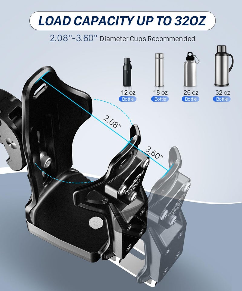 FODSPORTS Motorcycle ATV Cup Holder, Upgraded Motorcycle Drink Holder with 0.5-1.57" Metal Clamp, Universal Water Bottle Holder for Bike Scooter Boat Stroller Golf Push Cart Wheelchair Tractor - Image 3