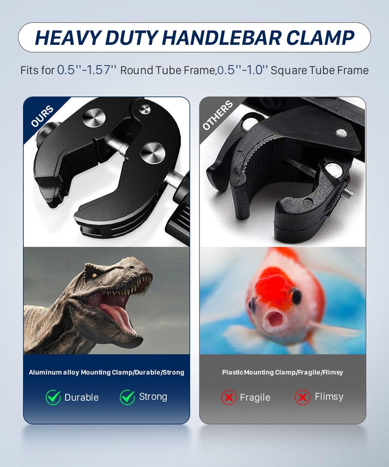 FODSPORTS Motorcycle ATV Cup Holder, Upgraded Motorcycle Drink Holder with 0.5-1.57" Metal Clamp, Universal Water Bottle Holder for Bike Scooter Boat Stroller Golf Push Cart Wheelchair Tractor - Image 4