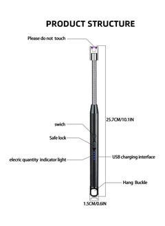 Generic Candle Electric Arc Lighter with USB Charging Port Flameless Windproof LED Battery Display Safety Switch Rotate 360 Degrees For Candles BBQ Camping Gas Stove (Assorted Color)  - Image 4