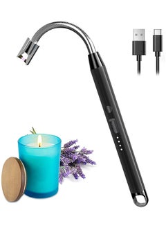 Generic Candle Electric Arc Lighter with USB Charging Port Flameless Windproof LED Battery Display Safety Switch Rotate 360 Degrees For Candles BBQ Camping Gas Stove (Assorted Color)  - Image 1
