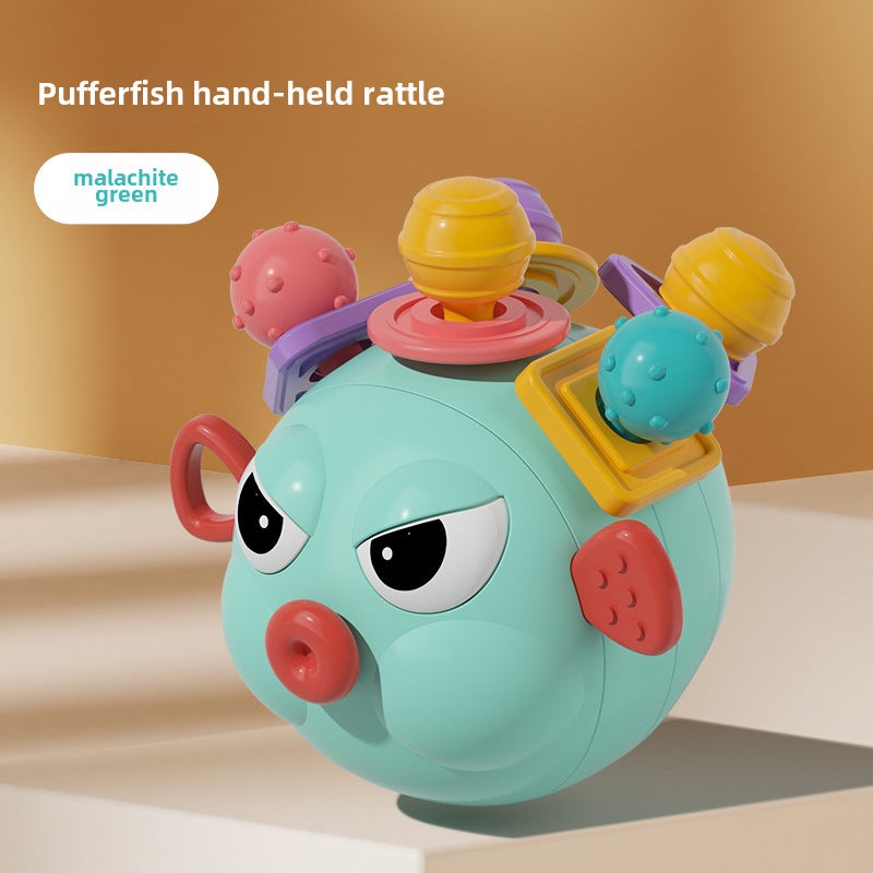 Manhattan Teether Rattle Toy 0-1Y 169-57 Green Puffer Soft Rubber Hand Grab Ball [Bagged]]